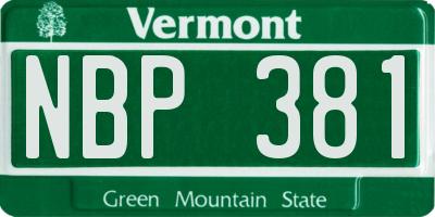 VT license plate NBP381