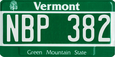 VT license plate NBP382