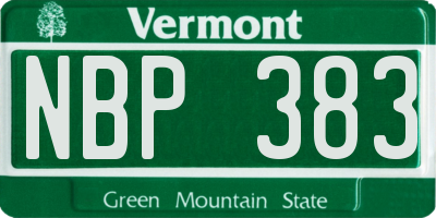 VT license plate NBP383