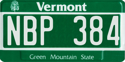 VT license plate NBP384
