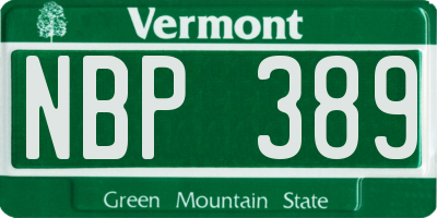 VT license plate NBP389