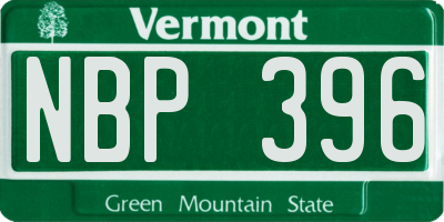 VT license plate NBP396
