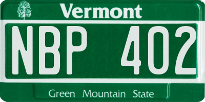 VT license plate NBP402