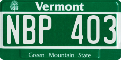 VT license plate NBP403