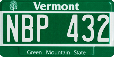VT license plate NBP432