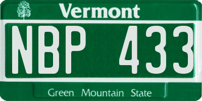 VT license plate NBP433