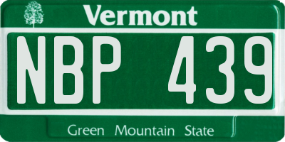 VT license plate NBP439