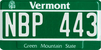 VT license plate NBP443