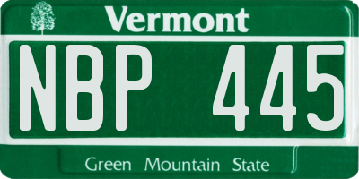 VT license plate NBP445