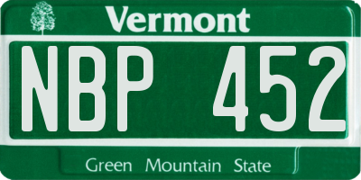 VT license plate NBP452