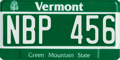 VT license plate NBP456