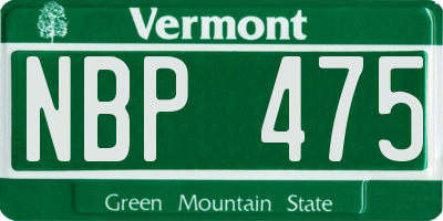 VT license plate NBP475