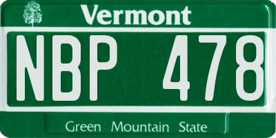 VT license plate NBP478