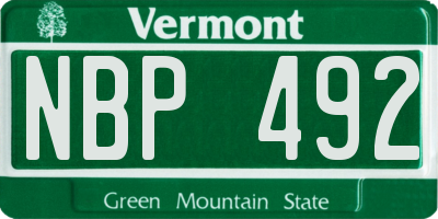 VT license plate NBP492