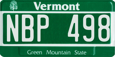 VT license plate NBP498