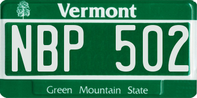 VT license plate NBP502