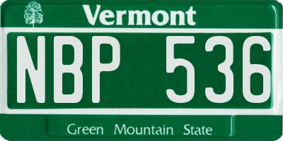 VT license plate NBP536