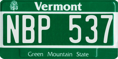 VT license plate NBP537