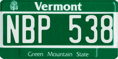 VT license plate NBP538