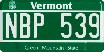 VT license plate NBP539