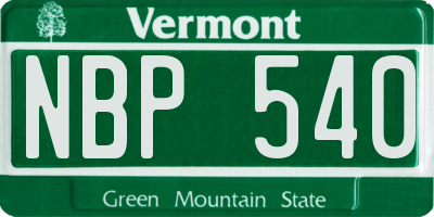 VT license plate NBP540