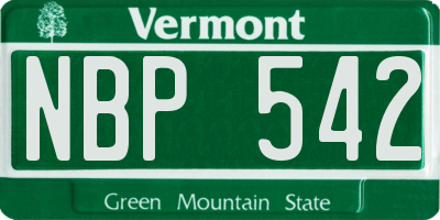 VT license plate NBP542