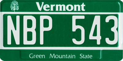 VT license plate NBP543