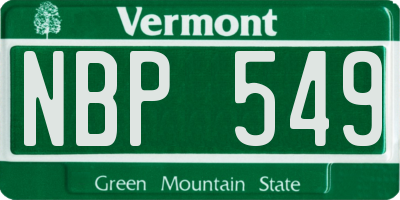 VT license plate NBP549