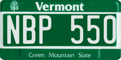VT license plate NBP550