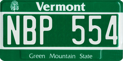 VT license plate NBP554
