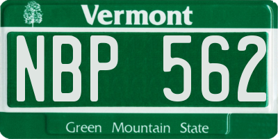 VT license plate NBP562