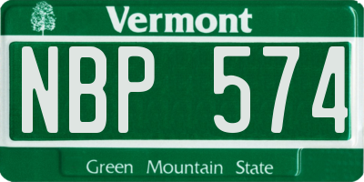VT license plate NBP574