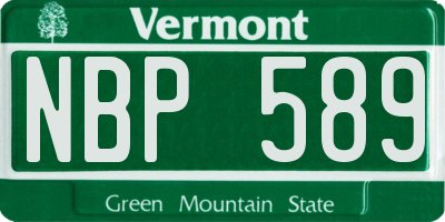 VT license plate NBP589