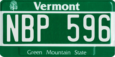 VT license plate NBP596