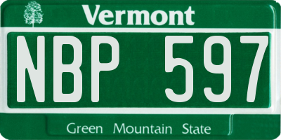 VT license plate NBP597