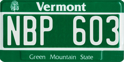 VT license plate NBP603