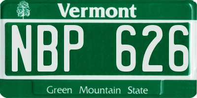 VT license plate NBP626