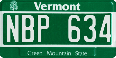 VT license plate NBP634