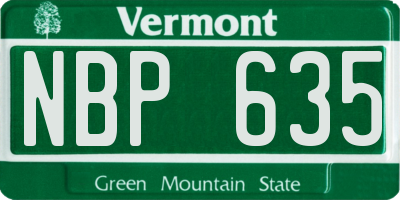 VT license plate NBP635