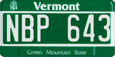 VT license plate NBP643