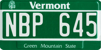 VT license plate NBP645