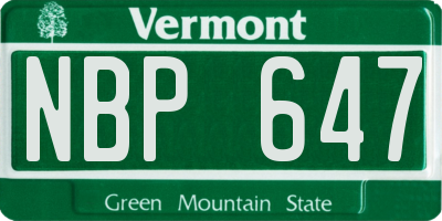 VT license plate NBP647