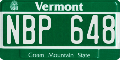 VT license plate NBP648