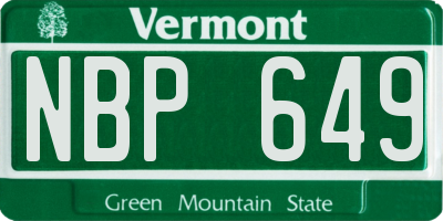 VT license plate NBP649