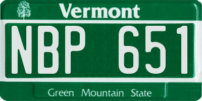 VT license plate NBP651
