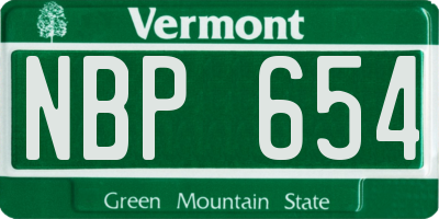 VT license plate NBP654