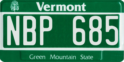 VT license plate NBP685