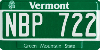 VT license plate NBP722