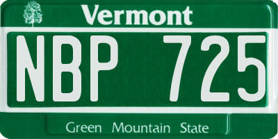 VT license plate NBP725