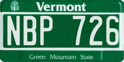 VT license plate NBP726